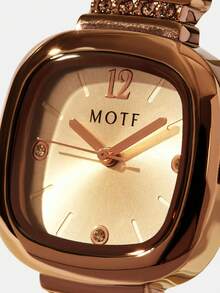 MOTF PREMIUM NICHE LIGHT 女款輕奢腕錶 INS 風簡約氣質 高級感 精緻小方盤復古棕色小錶 - 咖啡棕 - 查看 7