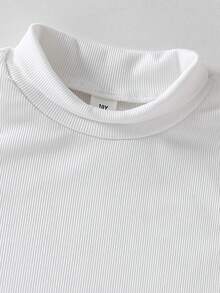 SHEIN Elladie kids ملابس خريفية للفتيات المراهقات 3 قطع/مجموعة جاكيت كارديجان أزرق بودرة مع أزرار لؤلؤية بيضاء وسحاب علوي مع قميص بدون أكمام مضلع خريف العودة إلى المدرسة كاجوال لطيف عائلي - الأزرق - مشاهدة 8