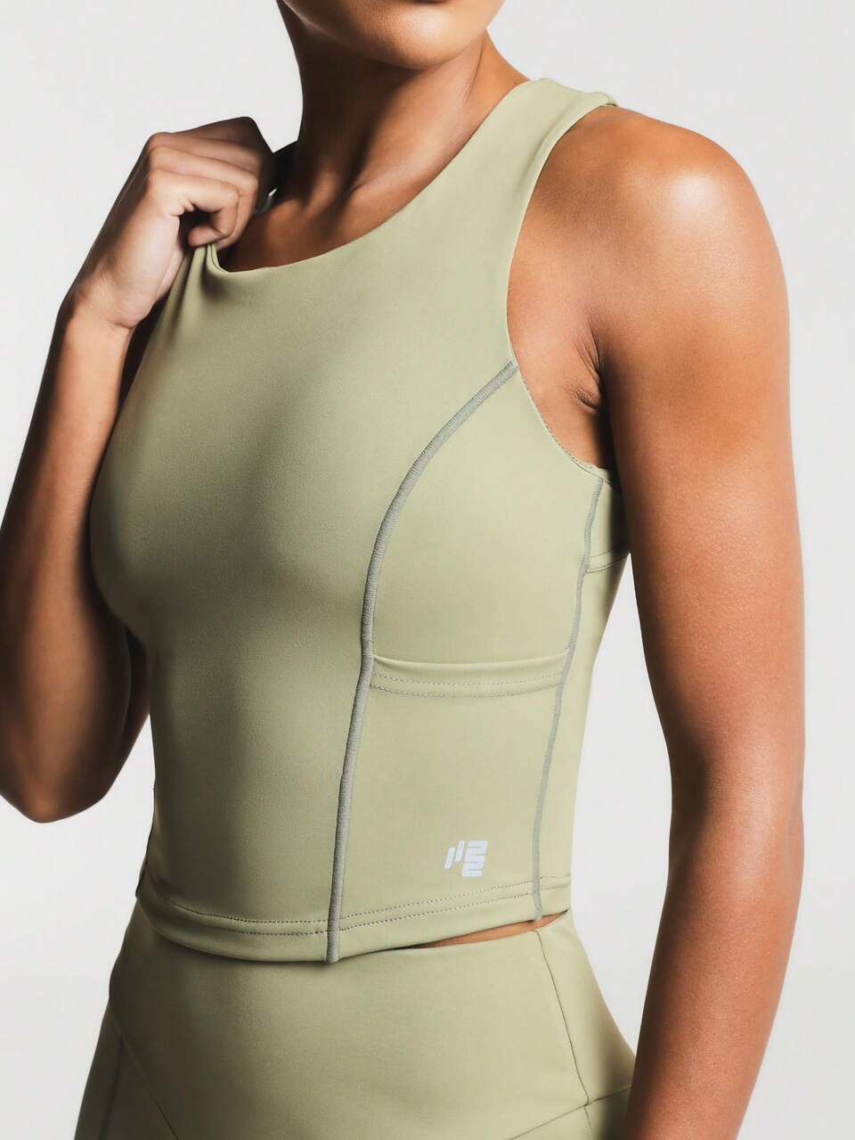 11SKNDS Racerback Crop Tank Top With Built-In Bra Support, Fitted Silhouette, Sleeveless, Moisture-Wicking Activewear For Training And Gym