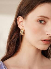 MOTF WOMEN'S FASHION EARRINGS, PREMIUM/ELEGANT/NOBLE/EVERYDAY/MINIMALIST, PEARL/CRYSTAL, PERFECT FOR MOM/LADY/GIRL/MOTHER, SUMMER/BEACH/PROM/PARTY/VACATION/VACATION, ENGAGEMENT/WEDDING/COMMITMENT, BRIDE, HEART/FLORAL, FAIRY/MERMAID STYLE - Multicolor - View 3