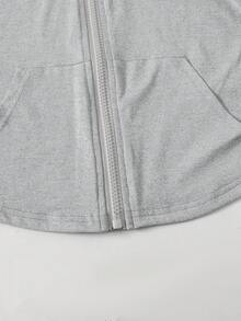 SHEIN 少女女孩連帽長袖灰色花卉夾克 - 灰色 - 查看 3