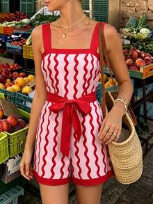 Selianne Women's Spring/Summer Short Jumpsuit With Vacation Print - Multicolor - View 5