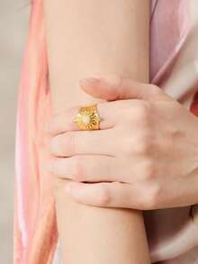 MOTF PREMIUM PRE GOLD PLATED SUN STONE RING - Yellow Gold - View 7
