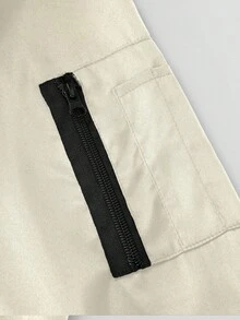 Manfinity Homme Chaqueta de manga larga con cremallera de unicolor para hombre - Beis - Ver 6