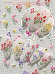1 Set Spring/Summer Floral Themed Nail Art Stickers, Featuring Various Blooming Flowers, Daisies, And Floral Patterns With Branches, Suitable For Women, Girls, Family And Personal DIY Use - Multicolor - View 2