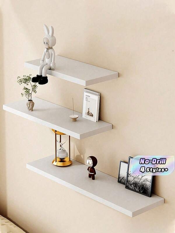 1 PC Rustic Wood Wall Mounted Brown Rectangle Floating Shelf For Living Room Bedroom Bathroom Kitchen Office Space Saving Wall Decor Home Organization