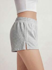 Loomrest Women's Spring Casual Minimalist Light Floral Gray Low-Waist Super Short Shorts Loungewear - Light Grey - View 5