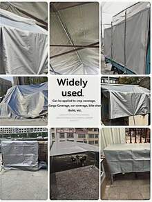 1件裝 銀色塑膠編織PE防水布－戶外防雨防水遮陽篷，隨機款式 (2x2m/6.6x6.6ft) - 多色 - 查看 5