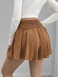 SHEIN Maternity Solid Color Drawstring Waist Ruched Casual Versatile Daily Wear Shorts - Brown - View 2