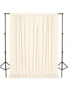 Party Backdrop Curtains, Rod Pocket Fabric Curtains, Fabric Backdrop Curtains, Party Decorations, 5 X 7/8/10 Feet, 1/2 Panels - Beige - View 4