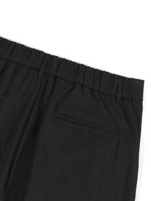 Manfinity Homme Men's Plus Size Dark Grey Shorts, Commuter Fashion Versatile CasualBermuda Shorts, Straight Leg Shorts - Black - View 6