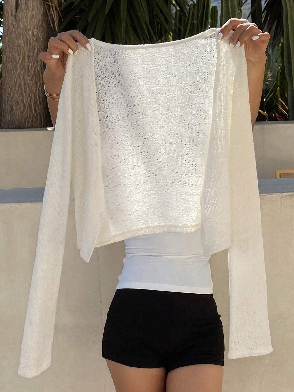 Women's Solid V-Neck Casual Versatile Lightweight Long Sleeve Cardigan Summer