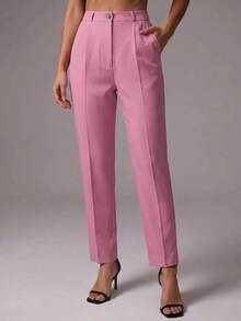 RueChic Solid Zip Up Suit Pants - Dusty Pink - View 7