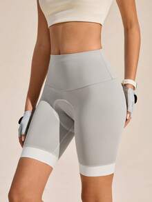 SHEIN Sports Women's Solid Color Casual Versatile Daily Outdoor Shorts - Light Grey - View 2