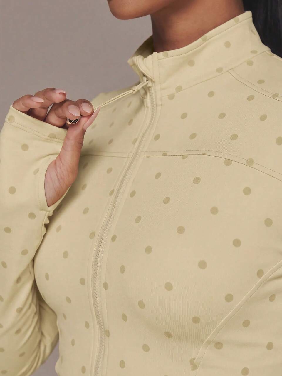 Zip Through BBL Velour Polka Dot Active Jacket Only Sport Workout Gym Cute Pilates Fitness Daily