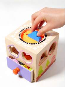 MINKOJA Wooden Multi-Sided Shape Sorting Touch Box, Montessori Early Learning Cube With Multi Shape Blocks, Tactile Exploration Bag & Storage Drawer, Color & Shape Cognition Fine Motor Toy Gift For Toddlers 18 Months+ - Multicolor - View 5