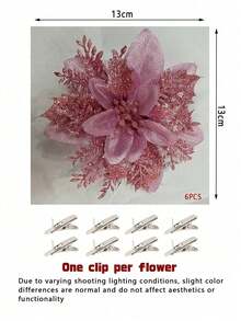 Artificial Flower Heads Sparkling Flowers For Home Weddings, Parties, Flower Garlands, DIY Holiday Decorations - Christmas Flower Head 11 - View 11