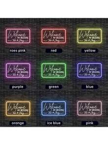Custom Neon Light Wedding Decoration, USB Engraved Neon Light, Customized Neon Light For Back To School, Mother's Day, Personalized LED Neon Light Suitable For Wall, Commercial Bar, Home Store, Bedroom Decor - Retangular Shape-35*19cm - View 3