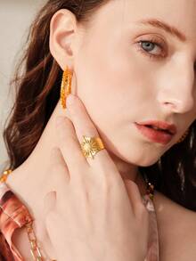 MOTF PREMIUM PRE GOLD PLATED SUN STONE RING - Yellow Gold - View 9