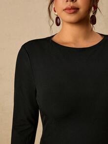 Travachic Plus Size Women's Basic Casual Autumn/Winter Long Sleeve Ribbed T-Shirt Fall - Orange - View 5