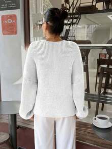SHEIN Cottnline 女式系带休闲开衫，大码 - 白色 - 查看 6