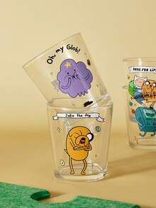 ADVENTURE TIME X SHEIN 卡通冒險角色 11.50oz/340ml 透明玻璃杯，印花飲水杯，適用於水、果汁、汽水、冰咖啡和調酒，適合居家、辦公室及日常使用 - 無色 - 查看 7
