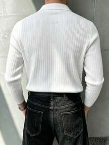 JOLTRO Men's Casual Versatile Solid Color Polo Shirt - White - View 2