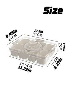 1 PET Picnic Snack Box With Airtight Lid, 4/8 Compartment Portable Tray Storage Box, Suitable For Outdoor Camping, Parties, Kitchen Spices, Fruits, Nuts, Candies, And Snacks - A - View 3