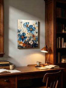 Kit di pittura a diamanti 5D fai-da-te - Lussuoso floreale blu con foglie dorate, dettagli delicati dei petali, tela con sfumature blu e lucentezza metallica, arte da parete, decorazione per la casa, mosaico artigianale, miglior regalo per gli amici - multicolore - Visualizzare 6