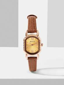 MOTF PREMIUM SMALL DIAL, EXQUISITE WOMEN'S WATCH, WINE BARREL-SHAPED DIAL, WATERPROOF WOMEN'S WATCH, HIGHLY ATTRACTIVE LEATHER STRAP WATCH - Brown - View 2