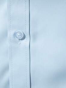 Manfinity Mode Camisa casual de unicolor de un solo pecho para hombres, para uso diario, viajes y desplazamientos - Celeste - Ver 5
