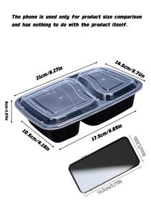 Set Of 10/20/50 Reusable Double-Compartment Lunch Boxes With Lids, Sturdy And Leak-Proof, Microwave, Freezer, Portable For Takeout, Black - Black - View 4