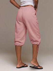 MUSERA กางเกงจ็อกเกอร์เอวต่ำ ปรับได้ด้วยตัวล็อก แบบครอป - สีชมพู - ดู 4