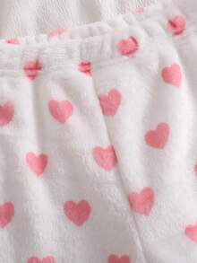 Girls' 2pcs Soft Skin-Friendly Plush Bow & Heart Embroidered Long Sleeve & Pants Loungewear Set Crew Neck Knit Print Embroidery Autumn/Winter - Pink - View 7