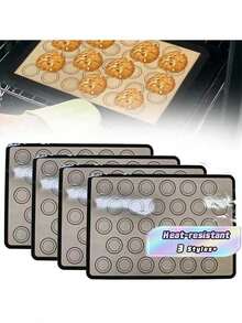 Silicone Baking Mat Set For Macarons Non-Stick Reusable Heat Resistant Cookie Baking Sheets, Multipurpose Silicone Baking Liners, Dishwasher Friendly, Perfect For Christmas, Thanksgiving, Valentine'S Day, Mother'S Day, Labor Day - Multicolor - View 1