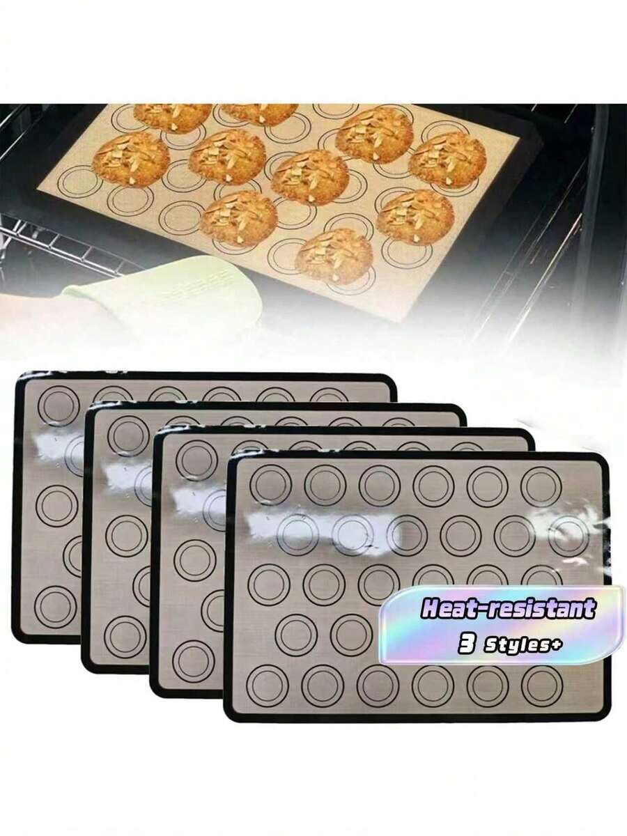 Silicone Baking Mat Set For Macarons Non-Stick Reusable Heat Resistant Cookie Baking Sheets, Multipurpose Silicone Baking Liners, Dishwasher Friendly, Perfect For Christmas, Thanksgiving, Valentine'S Day, Mother'S Day, Labor Day - Multicolor - View 1