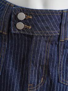 Elamini Festival Size Denim Women's Summer Blue Non-Stretch Striped Mini Skirt - Medium Wash - View 4