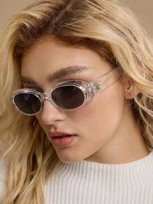 MOTF PREMIUM Gafas de moda con montura completa de forma ovalada - Gris transparente - Ver 5