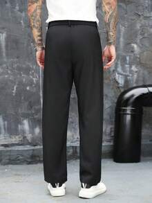 SLATEMANN Pantalones de vestir casuales de unicolor para hombres para ir al trabajo - Negro - Ver 2