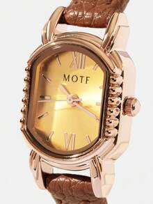 MOTF PREMIUM SMALL DIAL, EXQUISITE WOMEN'S WATCH, WINE BARREL-SHAPED DIAL, WATERPROOF WOMEN'S WATCH, HIGHLY ATTRACTIVE LEATHER STRAP WATCH - Brown - View 4