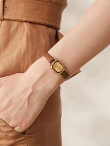 MOTF PREMIUM SMALL DIAL, EXQUISITE WOMEN'S WATCH, WINE BARREL-SHAPED DIAL, WATERPROOF WOMEN'S WATCH, HIGHLY ATTRACTIVE LEATHER STRAP WATCH - Brown - View 7