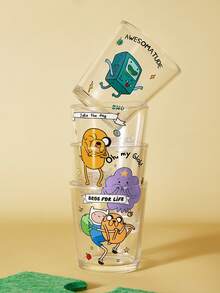ADVENTURE TIME X SHEIN 卡通冒險角色 11.50oz/340ml 透明玻璃杯，印花飲水杯，適用於水、果汁、汽水、冰咖啡和調酒，適合居家、辦公室及日常使用 - 無色 - 查看 5
