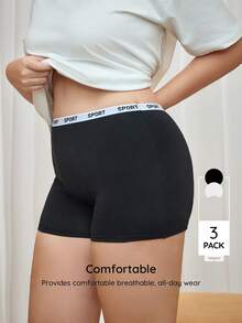 Bralution Celana Dalam Boxer Kasual Wanita Ukuran Besar dengan Motif Huruf untuk Sehari-hari - MultiWarna - View 5