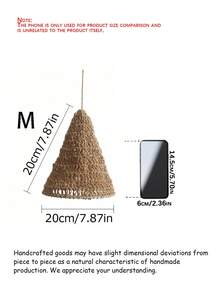 1/3 PiecesBohemian Hand-Woven Hemp Rope Lampshade – Decorative Pendant For Home & Restaurant Decor - Brown - View 3