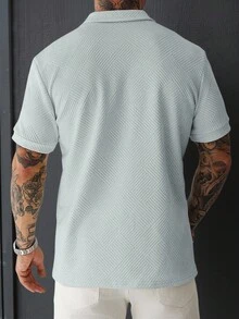 Manfinity Homme 男士夏季休閒純色短袖 Polo 衫 - 灰色 - 查看 2