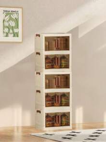 Boîte de rangement en plastique empilable à 5 niveaux avec couvercle - Armoire organisatrice, bac pliable de 32" de large, conteneur de rangement pliable, boîte organisatrice pour artisanat, convient pour la maison, le garde-manger, le bureau, le dortoir - transparent - Voir 9