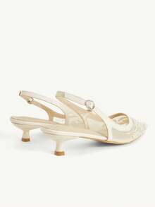 CUCCOO CHICEST Women Shoes Multi-Color Mesh Embroidery Beads Pointed Toe Low Heel Back Strap Sandals Gentle Fairy Style Spring And Summer Models Suitable For Wedding - Beige 1 - View 4