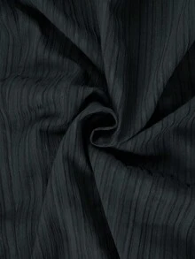 SHEIN LUNE CURVE 大尺碼純色紋理高腰百褶沙灘度假長褲 秋季 - 灰色 - 查看 3