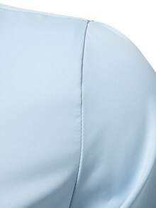 Manfinity Mode Camisa casual de unicolor de un solo pecho para hombres, para uso diario, viajes y desplazamientos - Celeste - Ver 4
