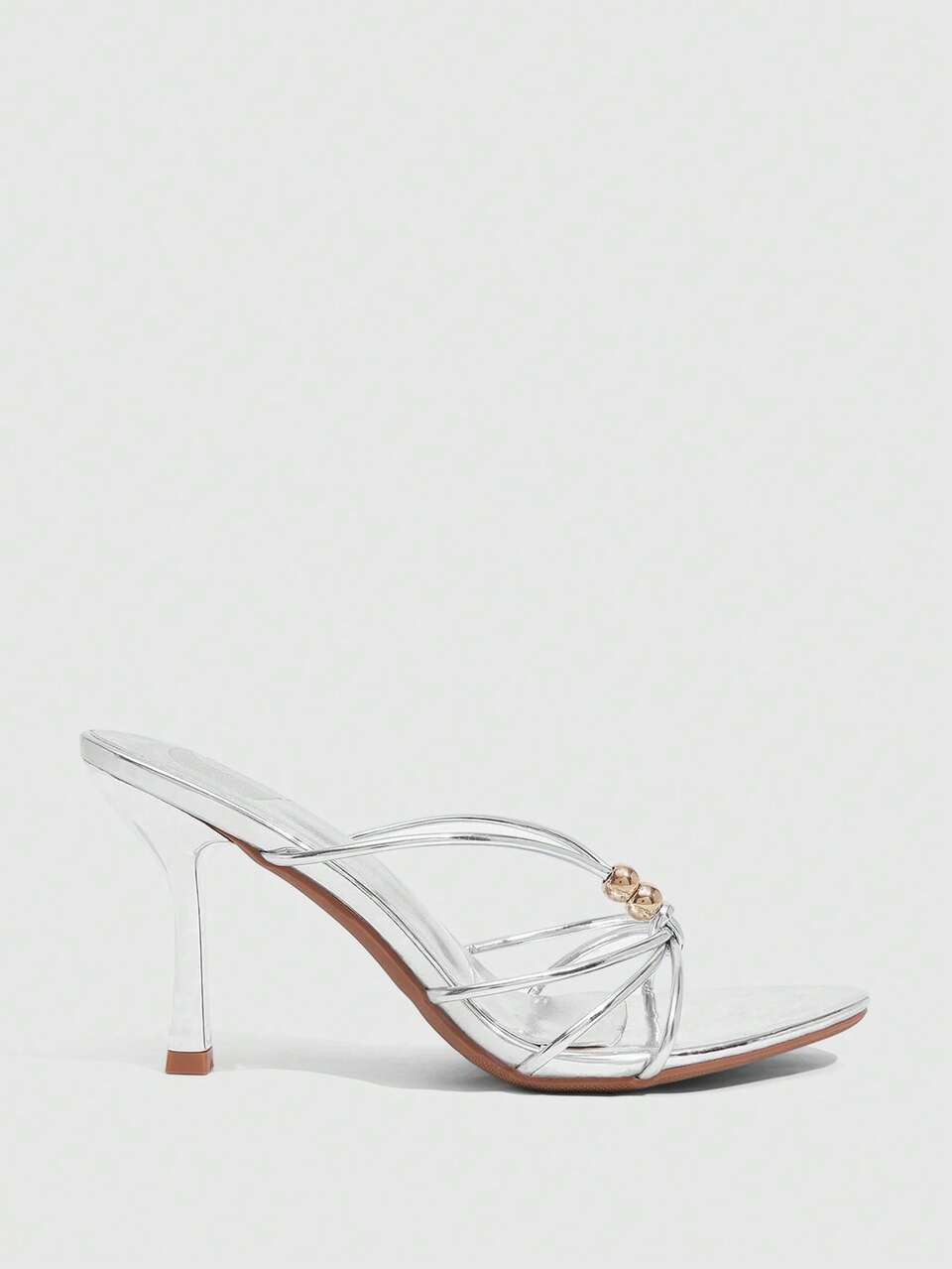 CUCCOO SZL Women Shoes Spring And Summer New Round Head Silver Thin Strip With Stiletto Sandals, Fashionable, Comfortable And Sexy Party Sandals